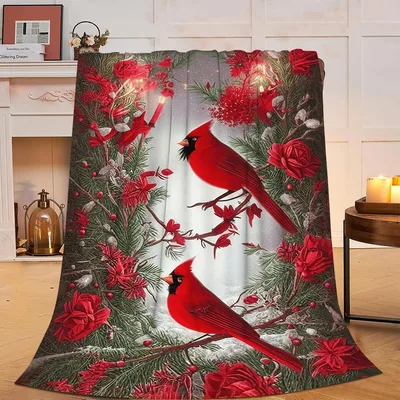 Cardinal Birds Red Birds Winter Blanket for Cozy Days