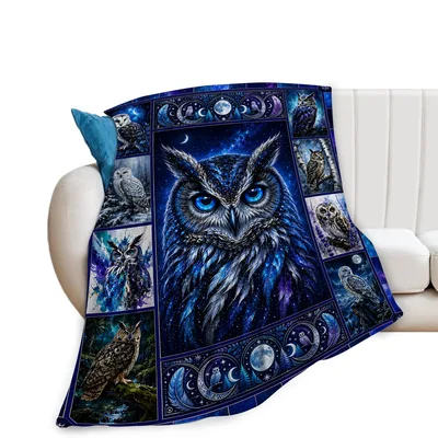 Moon Owl Blanket: Night Sky Owls for Cozy Evenings