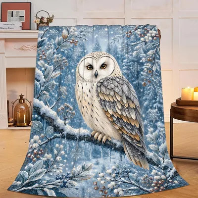 Owl Winter Snow Blanket for Cozy Nights and Gifts