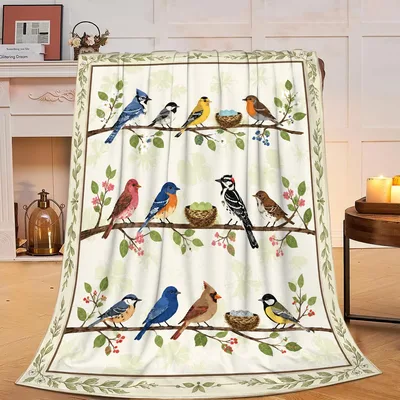 Songbird Lover Blanket: Birds on Branches Throw