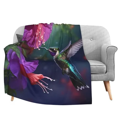 Hummingbird Fuchsia Blanket for Nature Lovers