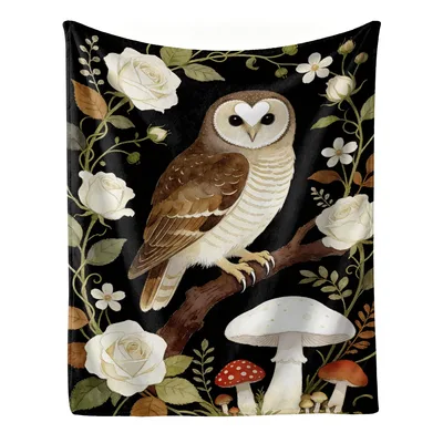 Botanical Owl Blanket for Nature Lovers and Cozy Nights