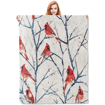 Cardinal Bird Pattern Blanket for Winter Lovers