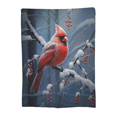 Snowy Cardinal Blanket for Winter Lovers