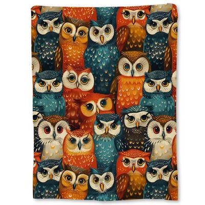 Owl Pattern Colorful Blanket: A Vibrant Flock of Owls for Your Home