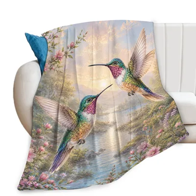 Hummingbird Decor Blanket for Nature Lovers and Gift Givers