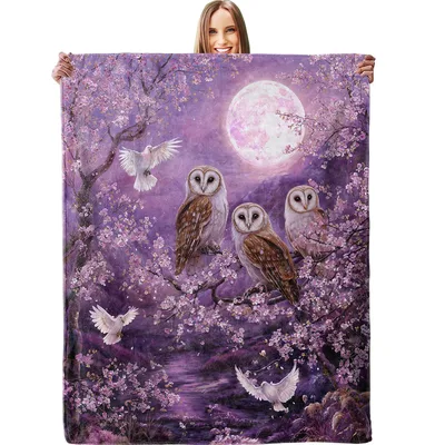 Moonlit Owl Blanket for Cozy Night Lovers
