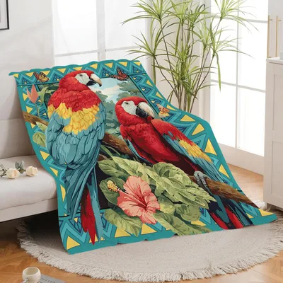 Red Macaw Parrots Blanket: Vibrant Tropical Art for Bird Lovers