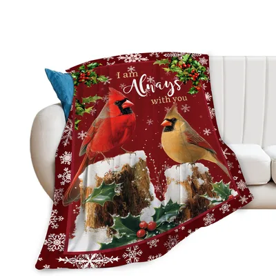 Cardinals Always with You Blanket Winter Bird Design