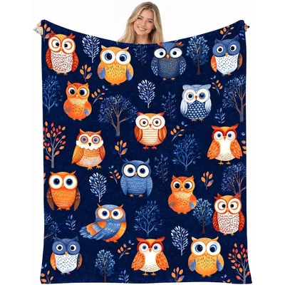 Colorful Owls Pattern Blanket No. 2: Cozy Owl Print for Nature Lovers