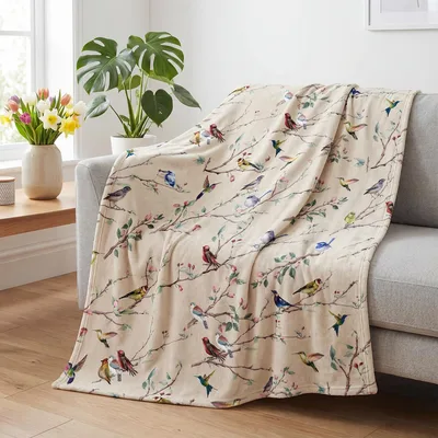 Spring Birds and Branches Blanket featuring colorful songbirds