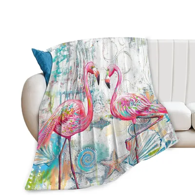 Pink Owl Blanket: Watercolor Flamingo Art for Cozy Living