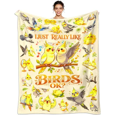 I Just Really Like Birds Blanket: Cockatiel Art for Avian Lovers