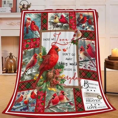 Cardinal Birds Love Patchwork Blanket: A Memorial Design for Grief