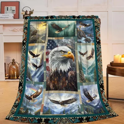 Bald Eagle Wildlife Collage Blanket