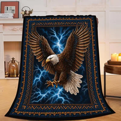 Bald Eagle with Lightning Blanket: Stormy Hawk Art