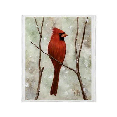 Cardinal Bird on Winter Blanket: Red Cardinal Art Design