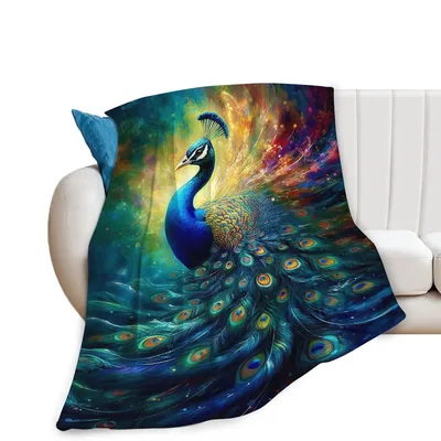 Colorful Peacock Painting Blanket: Vibrant Bird Art for Nature Lovers