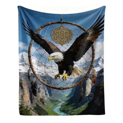 Bald Eagle Dreamcatcher Mountains Blanket