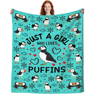 Just a Girl Who Loves Puffins Blanket - Bird Lover Design