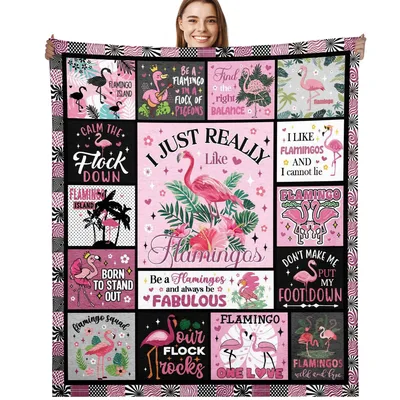 Flamingo Quotes Word Art Blanket: I Just Really Like Flamingos Design