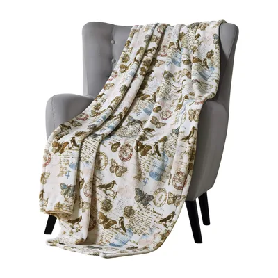 Birds and Butterflies Vintage Blanket: A Nostalgic Nature Print