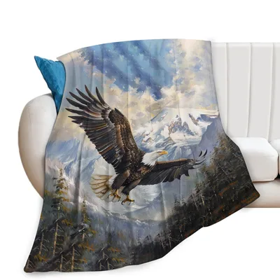 Bald Eagle Flying Over Blanket: Wild Mountain Scene