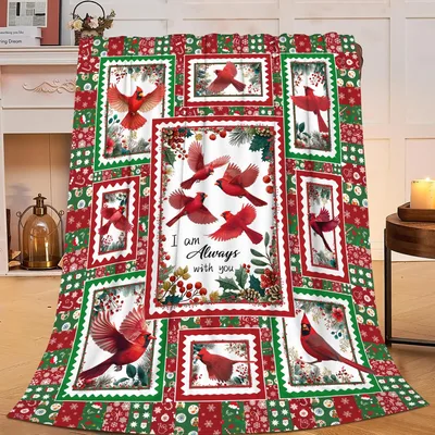 Cardinal Birds Christmas Frames Blanket: I am Always with you Design