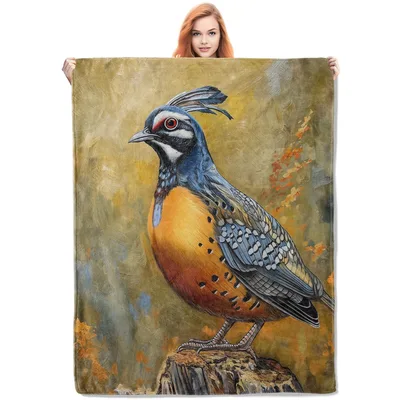 California Quail Vintage Bird Blanket for Nature Lovers