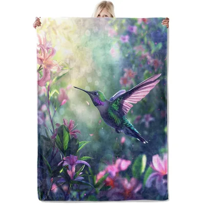 Hummingbird in Spring Garden Blanket: A Dreamy Floral Throw