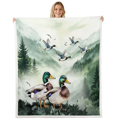 Mallard Ducks in Misty Blanket: Woodland Duck Art for Hunters