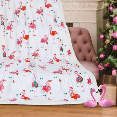 Pink Flamingo Pattern Blanket: Festive Holiday Bird Design