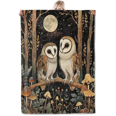 Moonlit Owl Couple Blanket – Moonlit Owl Couple Blanken