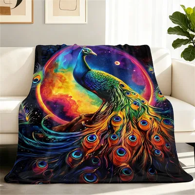 Peacock Galaxy Art Blanket: Cosmic Bird Design for Space Lovers