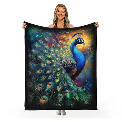 Peacock Feathers Painting Blanket: Vibrant Bird Art for Nature Lovers
