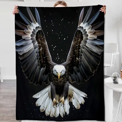 Majestic Bald Eagle in Flight Blanket for Nature Lovers