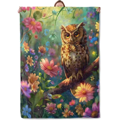 Owl Among Colorful Flowers Blanket: A Whimsical Garden Owl Design