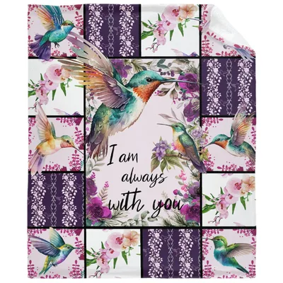 Hummingbirds Floral Patchwork Blanket: I am always with you design