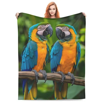 Blue and Yellow Macaw Blanket: Tropical Parrot Throw for Bird Lovers