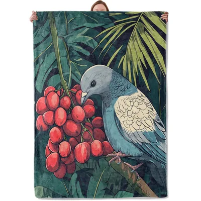 Pigeon with Red Berries Blanket