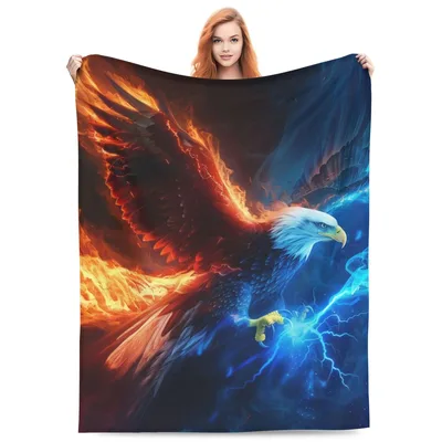 Fire and Lightning Eagle Blanket: A Majestic Bird of Dual Elements