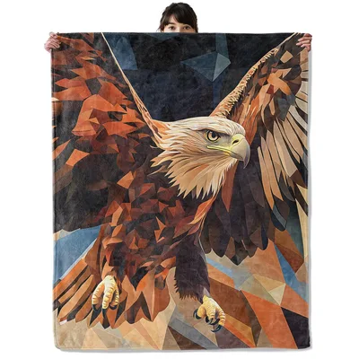 Soaring Bald Eagle Geometric Blanket: Artistic Bird Design