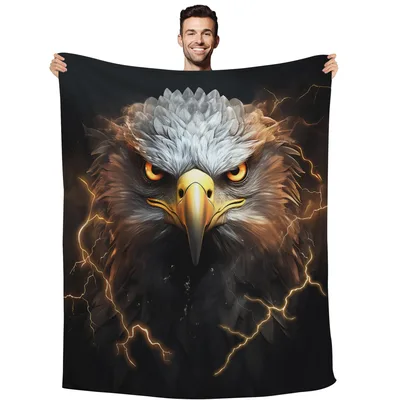 Bald Eagle with Lightning Blanket: Stormy Bird Art