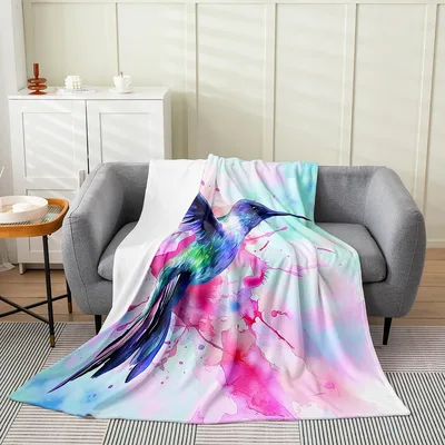 Watercolor Hummingbird Blanket