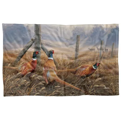 Pheasants in Wild Field Blanket: Rustic Pheasant Art for Nature Lovers