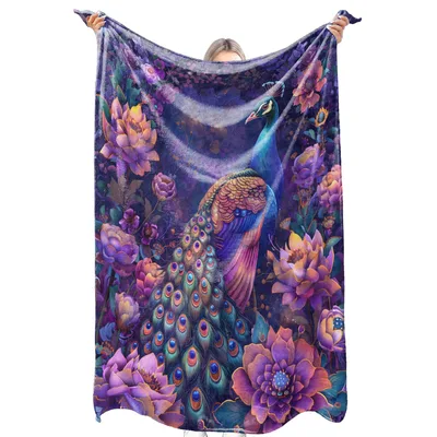Mystical Peacock with Purple Blanket
