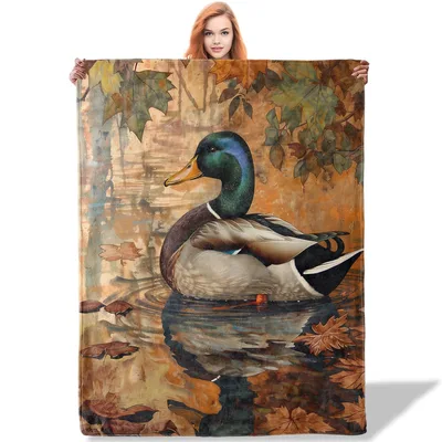 Autumn Mallard Duck Painting Blanket: Nature Art for Wildlife Lovers