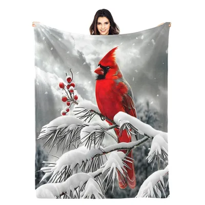 Red Cardinal on Snowy Blanket: Winter Bird Art for Cozy Days