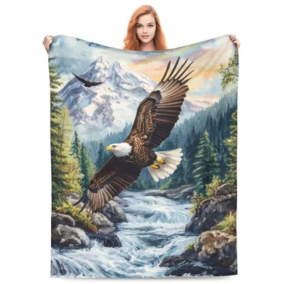 Bald Eagle Snowy Mountain Blanket