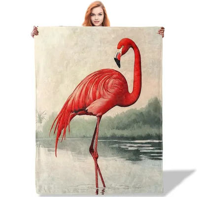 Elegant Pink Flamingo Blanket: Vintage Bird Art for Nature Lovers